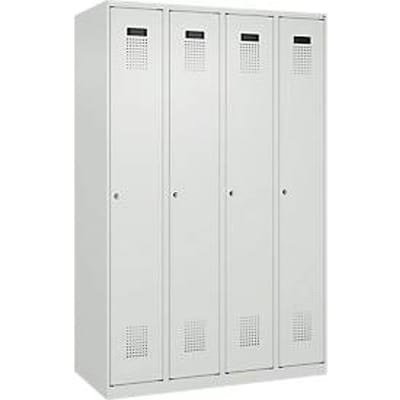 C+P Evolo Plus kledingkast, 4 vakken, rechts scharnierend, cilinderslot, soft-close, B 1200 x D 500 x H 1850 mm, lichtgrijs/lichtgrijs