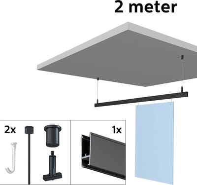 Artiteq Schilderij Ophangsysteem All-in-one Xpo Rail Zwart Verlaagd Met Twister Hook