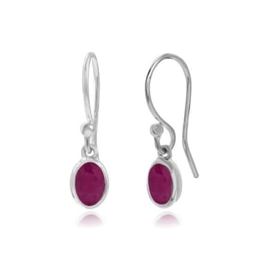 SilverGems Zilveren oorhangers met facet geslepen ovale Robijn edelstenen