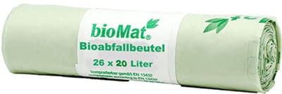 24x 26 bioMat Compost zakken op zetmeelbasis 20 l 56 cm x 44 cm mit Tragegriff 17 my