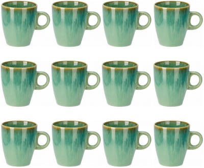 Siaki Koffiemok / theemok Faye - groen - set 12x - 220 ml - mokken - kerammiek - tas