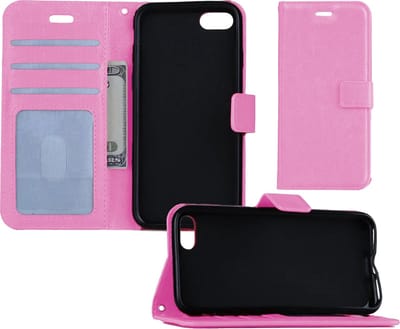 Hoesje - Geschikt voor Apple iPhone SE (2020) - Luxe Bookcase - Walletcase Hoes - Portemonnee - Cover - Telefoonhoes - Lichtroze