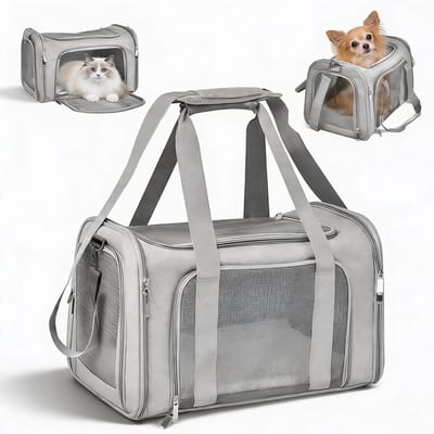 Katten Reismand Luxe en Veilig Reiscomfort voor Huisdieren - Katten Reistas Ademend Mesh met Verstevigd Frame en Zacht Ligkussen | Met Draagband voor Auto en Vakantie