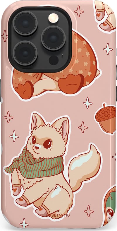 Casetastic hoesje geschikt voor Apple iPhone 15 Pro - MagSafe - Dubbellaagse bescherming - Winter avontuur - Fashion Case - Perzik Zand Lichtgrijs