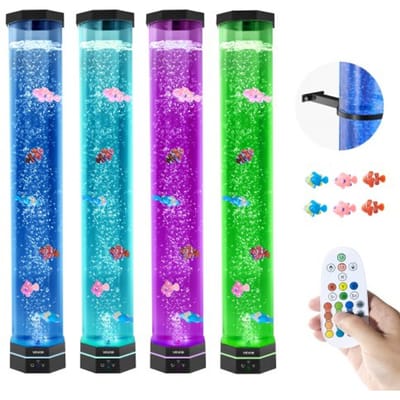 VEVOR Lavalamp met 6 drijvende vissen, 80 cm bubbellamp, 16 kleurveranderende lichteffecten, afstandsbediening, sfeerverlichting, aquariumnachtlampje voor slaapkamer, woonkamer en huisdecoratie