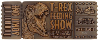 FaNaTtik Jurassic Park Feeding Show Collectible Metal Ticket and Stand