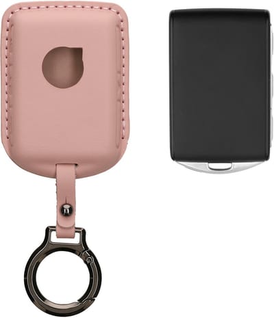 kwmobile leren autosleutel hoesje geschikt voor Volvo 4-knops autosleutel Keyless Go - Als sleutelhanger met sleutelring - Echt leer in oudroze