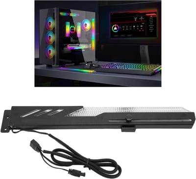 Verstelbare GPU Steun met ARGB Verlichting en Tempered Glass voor Gaming Desktop PC, Geschikt voor Grafische Kaarten
