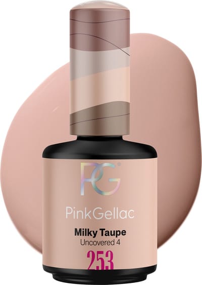 Pink Gellac Gellak - 253 Milky Taupe 15ml - Glanzende Taupe Gel Nagellak - Gellac - Gel Nagels Producten