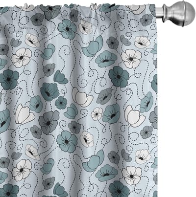 ABAKUHAUS Bloemen Gordijnen – Doodle Botanik – 2x75x175 cm – Mikrofaser – Grijs