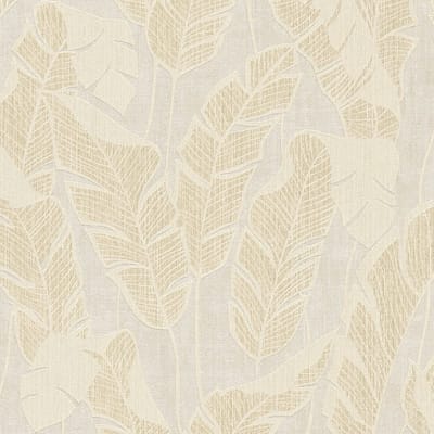 Natuur behang Profhome 395025-GU vliesbehang gestructureerd met bloemmotief en metalen accenten wit beige goud 5,33 m2