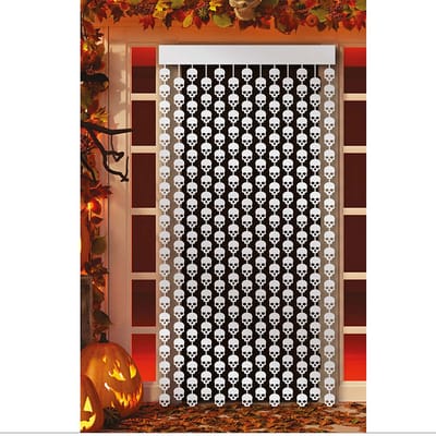 Fiestas Guirca - Deurgordijn Metallic skulls (200 x100 cm) - Halloween - Halloween Decoratie - Halloween Versiering