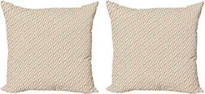 ABAKUHAUS Art Deco decoratieve kussenhoezen, 2-pack, vintage onregelmatige golven, modern accent, dubbelzijdige digitale print, 40x40 cm, amandelwit