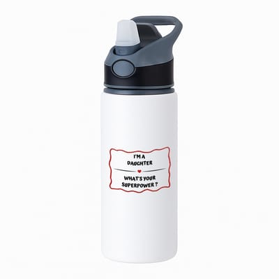 Hacebo® - I'm a daughter what's your superpower? waterfles met rietje zwart - Dochter - dochter met superkracht - verjaardag - cadeautje voor dochter - dochter artikelen - kado - geschenk - water fles - 650ML