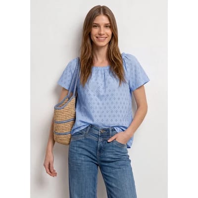 Carmen Bluse mit Shiffley-Muster
