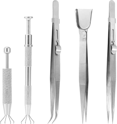 5-delige Set Bakgereedschap voor Taartdecoratie, Metalen Spatel, Parels, Pincet en Schep voor Cupcakes en Koekjes