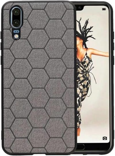 Hexagon Hard Case - Telefoonhoesje - Backcover Hoesje - achterkant hoesje - Geschikt voor Huawei P20 - Grijs