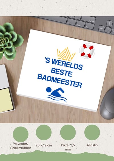 Akyol - 's werelds beste badmeester Muismat - Badmeester - badmeesters - badmeesters - cadeau voor badmeester - zwemmen - zwemdiploma - cadeau - kado - gift - geschenk - vaderdag - lifeguard - - 23 bij 19 cm