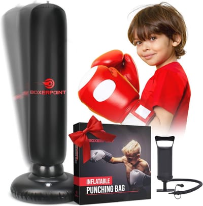 Opblaasbare bokszak voor kinderen - Vrijstaand bokszak voor karate, taekwondo en kickboksen voor 3-8 jaar