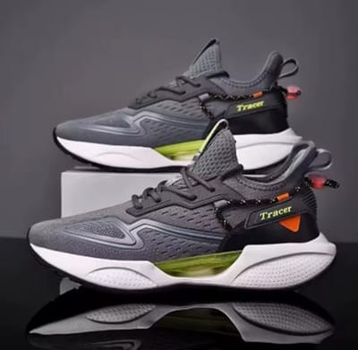 Tracer Sneakers | Grijs met Neon Accenten | Comfort & Stijl in Één