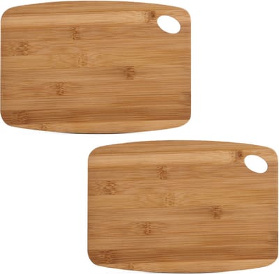Zeller Bamboe Houten keuken Snijplank - 2x - Rechthoekig met Oog - 26 x 18 cm