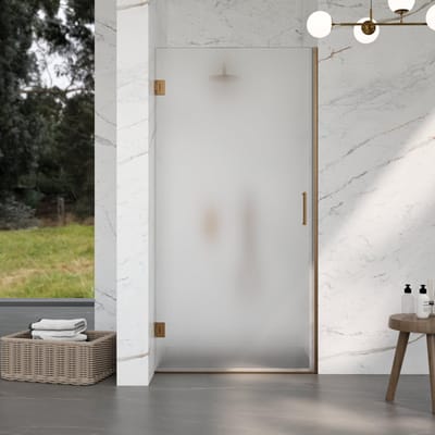 FugaFlow Eccelente Vetro Douchedeur - 70x200cm - scharnieren - deurgreep - vlak - gesatineerd veiligheidsglas - Geborsteld koper PVD (Koper)