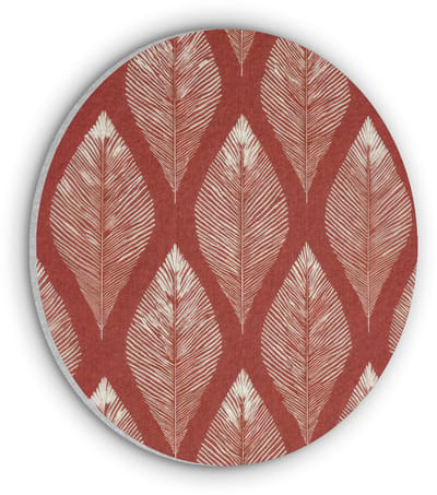 Akoestisch wandpaneel rond 30x30 cm - Vilt schilderij Bladeren - Rood - Elegant - Ronde akoestische panelen - Geluidsdempende wanddecoratie - Geluidsisolatie wandcirkel - Muurdecoratie geluidspanelen