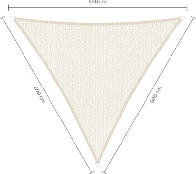 Sunfighters driehoek schaduwdoek - 6 x 6 x 6 m - Wit - Waterdoorlatend