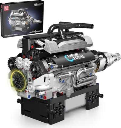 Technik Motor Bouwpakket - Bouwstenen Model - Creatief Bouwen - Gedetailleerde V12 Motor - 733 Onderdelen - Multicolor