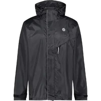 AGU Passat Regenjas Essential – Waterdicht & Winddicht – Verstelbare Capuchon – Reflecterende Prints – Zwart - XXS