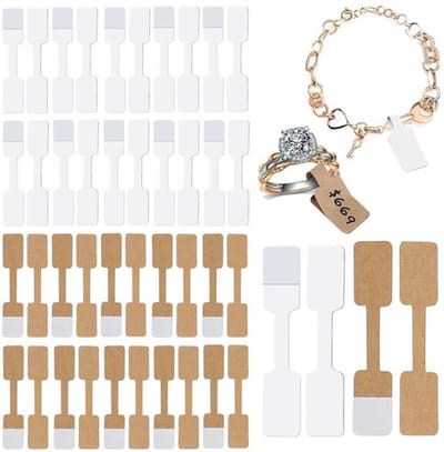 Prijskaartjes 400 Stuks - Zelfklevend Kraftpapier - Etiketten voor Sieraden - Prijsetiketten voor Oorbellen/Ringen - 6 x 1,2 cm - Duidelijk Schrijfbaar