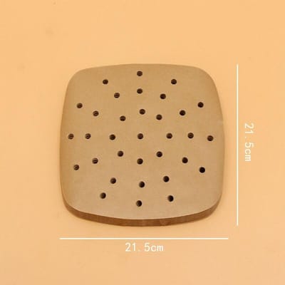 8.5 Inch 100 Stuks Geperforeerd Airfryer Bakpapier Olieabsorberend Voor Huishoudelijk Gebruik Hittebestendig Siliconen Bakpapier bruin