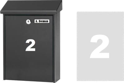 Huisnummer sticker 2 WIT (6cm hoog) / plakcijfer / cijfersticker