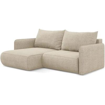 Hoekslaapbank links van donkerbeige chenille stof - PALERMO