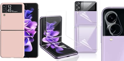Hoesje geschikt voor Samsung Galaxy Z Flip 3 - Matte Back Cover Microvezel Siliconen Case Hoes Roze - PET Folie Screenprotector - Camera Lens Screenprotector