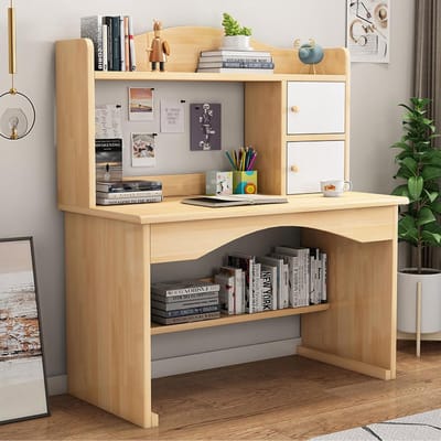 Bureau met planken - Werkstation studie - Thuiswerken studeren - Baffle ontwerp - 31 inch - Eiken
