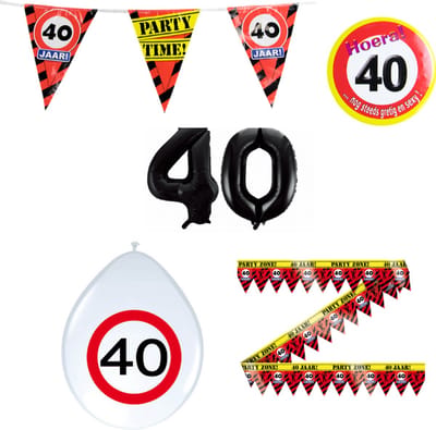 40 jaar verjaardag versiering pakket verkeersbord | 40 jaar versiering | 40 jaar feestje