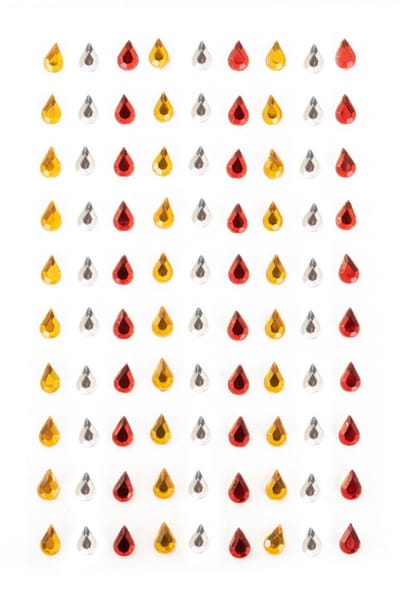 PXP Professional Colours Body Jewels / Plaksteentjes / Lichaamsversiering  90 x Druppels : Rood Wit Geel