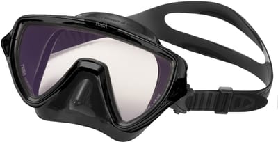 TUSA VISIO PRO Duikmasker voor Volwassenen – Premium enkelvoudig lensmasker met CrystalView Optical Glass, antireflecterende behandeling en UV-bescherming – Zwart/Zwart – M-110SQB BK