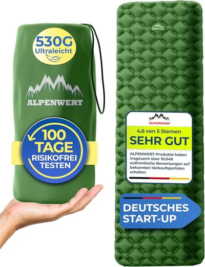 Ultralichte luchtmatras voor kamperen, wandelen en backpacken - compact en opblaasbaar