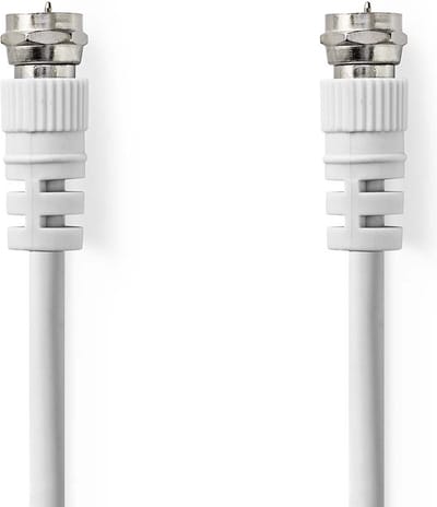 Nedis Satelliet- en Antennekabel - F-Male - F-Male - Vernikkeld - 75 Ohm - Dubbel Afgeschermd - 3.00 m - Rond - PVC - Wit - Doos