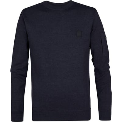 Petrol Industries - Heren Fijngebreide Trui Raleigh - Blauw - Maat XL