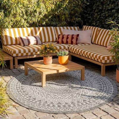 FRAAI Rond buitenkleed - Summer Azteca Grijs - Ø 280cm