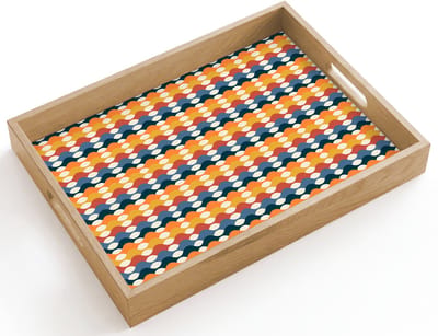 Dienblad hout 40x30 cm - Schootdienblad - Retro - Disco - Golven - Borrelplank rechthoek - Plateau dienbladen