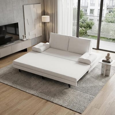 Multifunctioneel 2-Persoons Slaapbank 90/180x200cm met Uitschuifbaar Bed en Lattenbodem