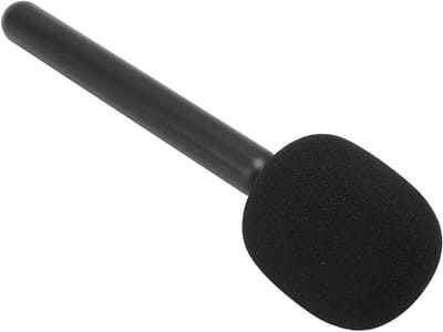 Microfoon Handheld Adapter - Draadloze Mic Houder - Interviews Opnemen - Met Windscherm Schuim - 27 cm Pakket - Zwart