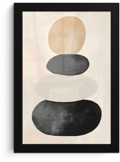 Poster in lijst - Fotolijst 20x30 cm - Posters - Japandi - Wabi sabi - Beige - Posterlijst zwart - Decoratie - Wanddecoratie woonkamer - Muurdecoratie slaapkamer