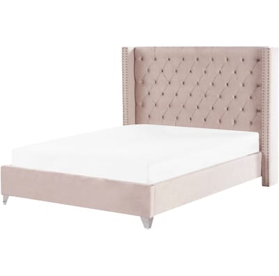 LUBBON - Tweepersoonsbed - Pastelroze - 180 x 200 cm - Fluweel
