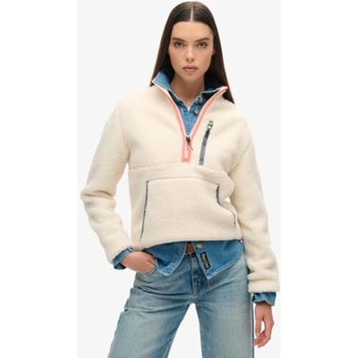 Superdry Outdoor Fleece met Halve Rits Crème Grootte: 42