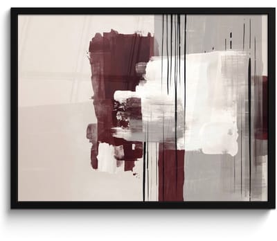 Poster in lijst - Fotolijst 80x60 cm - Posters - Penseelstreken - Abstract - Lijnen - Rood - Posterlijst zwart - Decoratie - Wanddecoratie woonkamer - Muurdecoratie slaapkamer